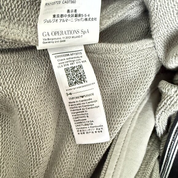 Emporio Armani Mens Gray Cotton Joggers Zip Pocket Sweatpants Logo, XS, S, XL - Picture 10 of 15